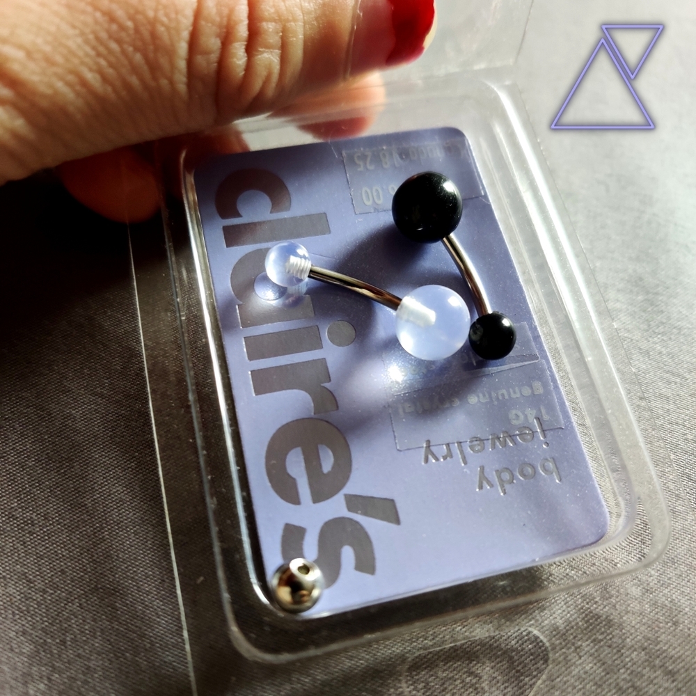 Claire's Duo Belly Ring (black & clear)